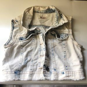 White light blue jean vest